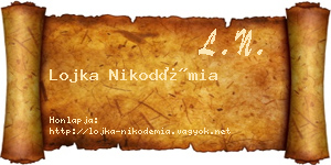 Lojka Nikodémia névjegykártya
